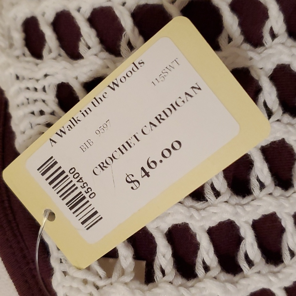 NWT White SZ Small Crocheted Sweater by BiBi - Picture 6 of 9